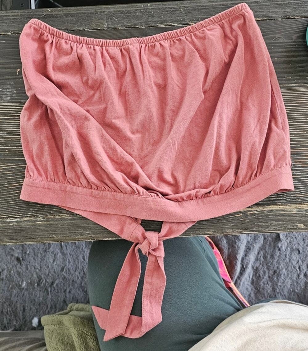American Eagle Coral Pink Strapless Tube Top with Back Tie Accent - Sz M